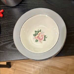 Homer Laughlin Cream and Pink Floral Bowl set of 6